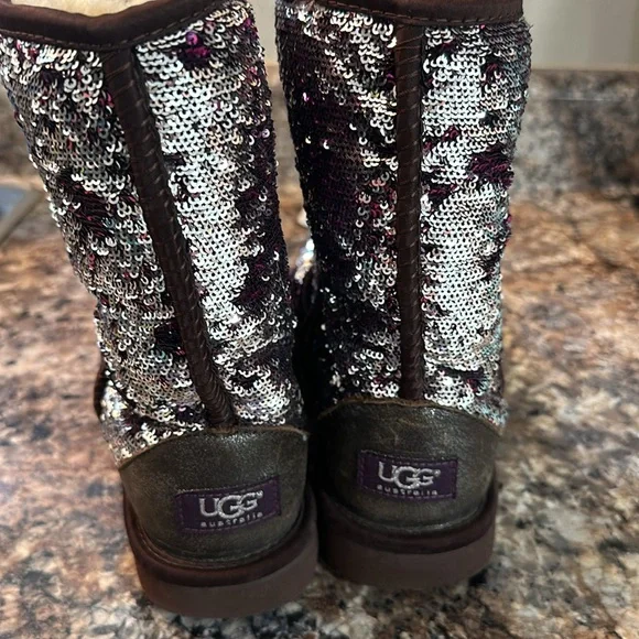 UGG Sequin Winter Boots - Silver and Purple - Picture 3 of 5